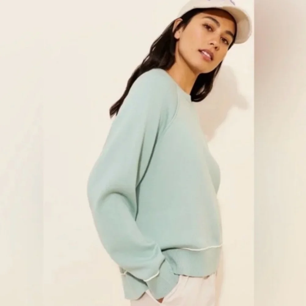 Anthropologie Pilcro Oaklyn Cozy Crew-Neck Green Oversized Sweatshirt Size M NWT - Picture 2 of 16